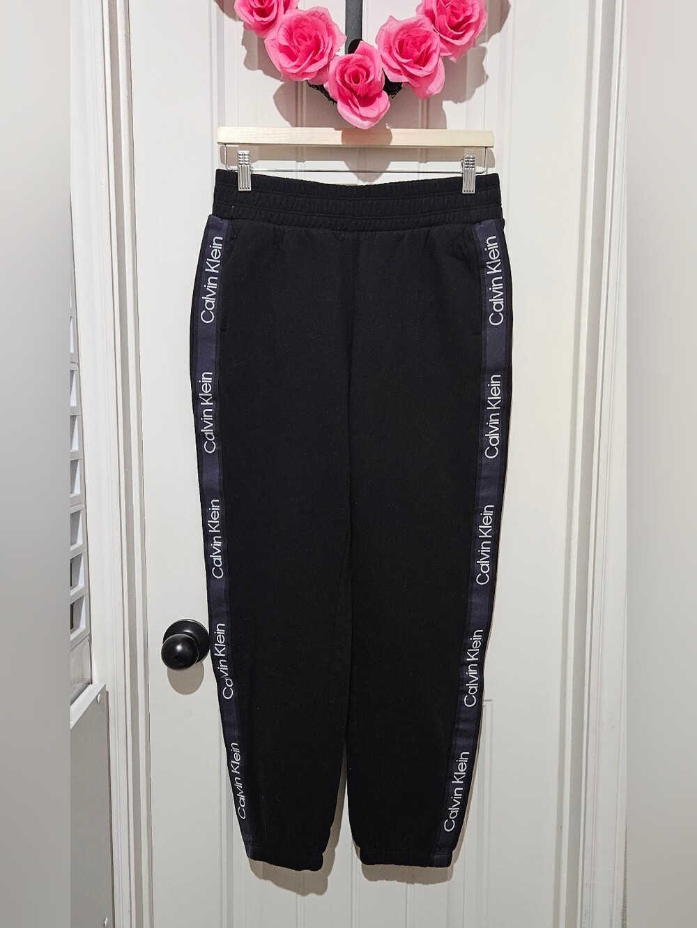 Calvin Klein Black Sweatpants with Logo Tape